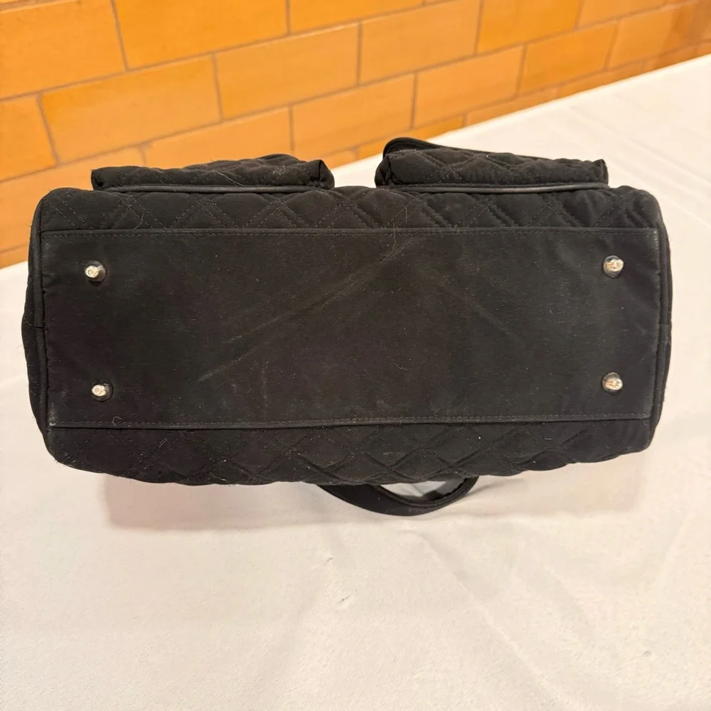 Vera Bradley black cargo microfiber satchel